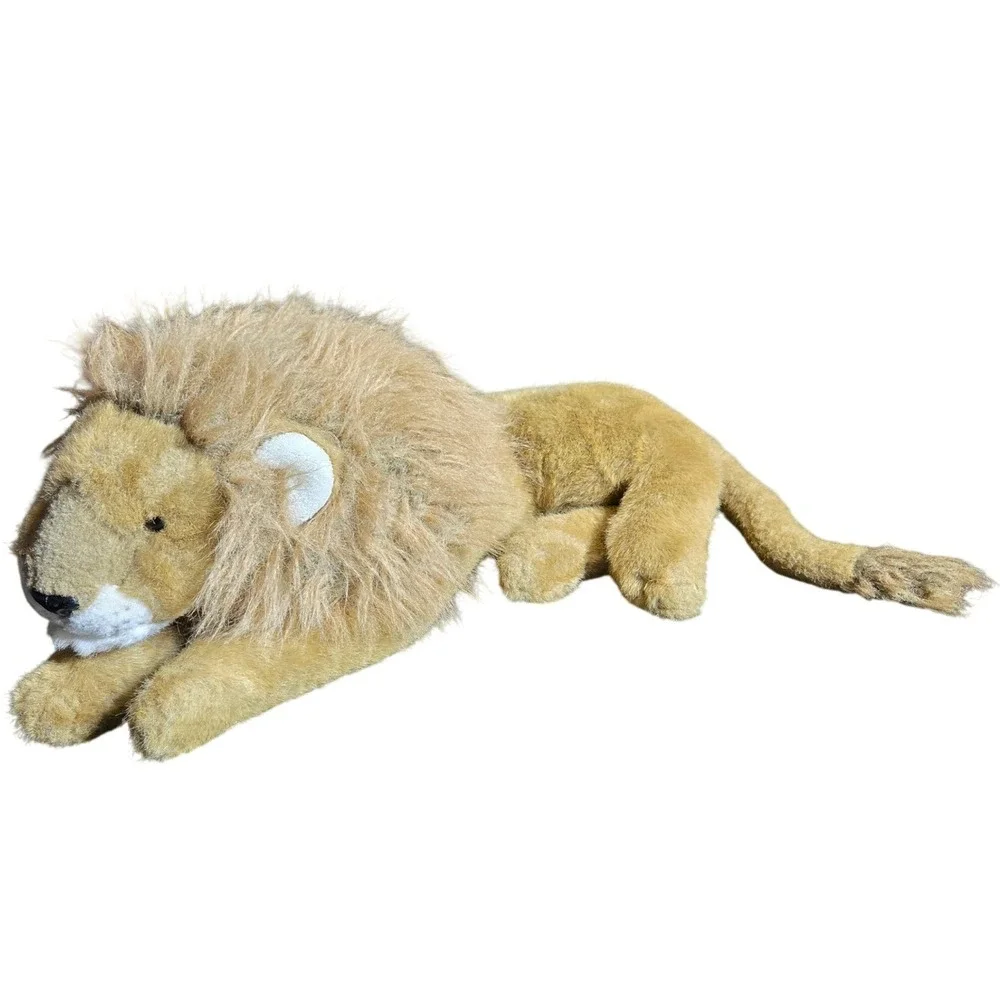 Large Realistic Lion Plush Stuffed Animal Shaggy Mane Lying Pose 20